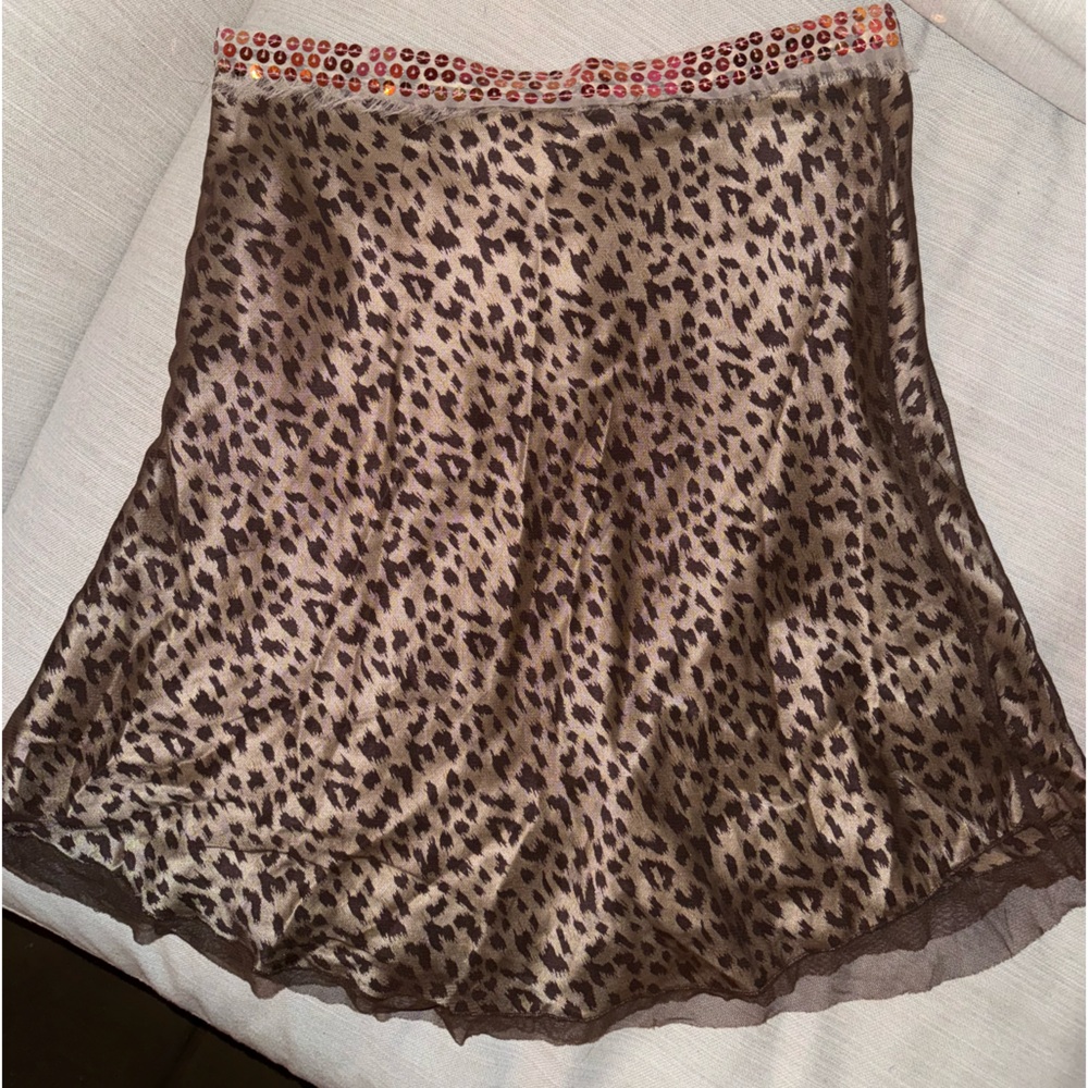 cheetah print silky skirt